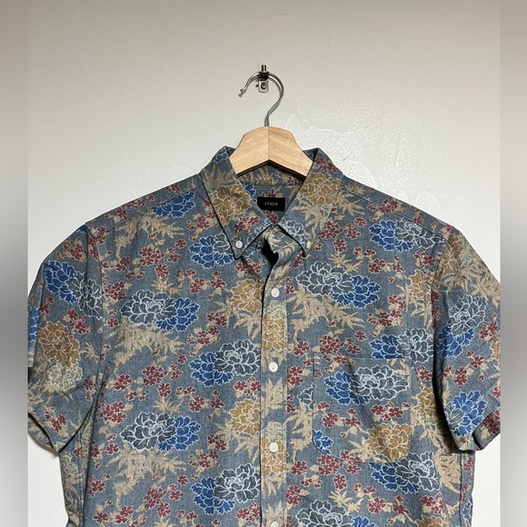 J.Crew Floral Print Short Sleeve Shirt - 100% Cotton - Approx Size M - Picture 4 of 8